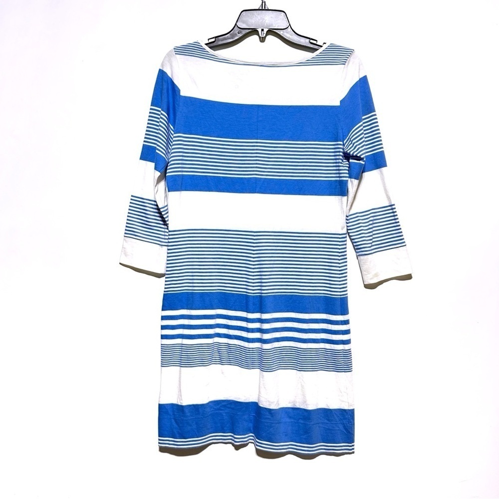 Lilly Pulitzer Marlow Bay Blue Coconut Stripes Dress Cotton Size S 3/4 Sleeves - Picture 6 of 10
